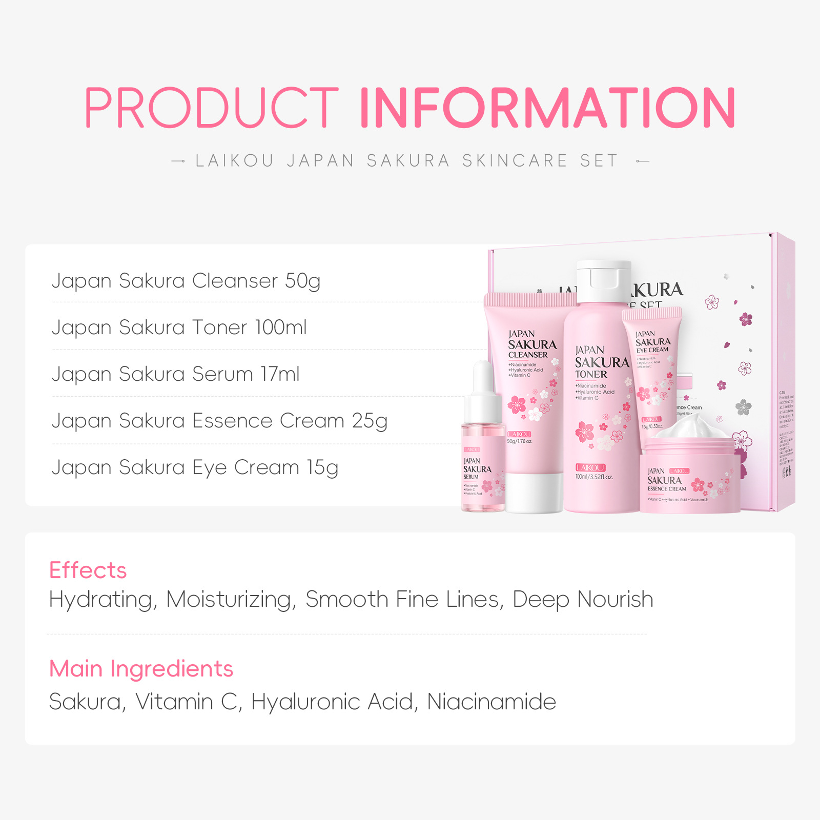 LAIKOU Sakura Kit de Cuidado d - Essence Serum Toner reseña y precio